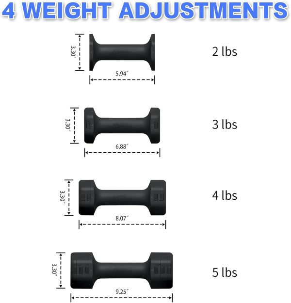 Adjustable Dumbbells Set- 2 lb 3lb 4lb 5lb Free Weights Set ...