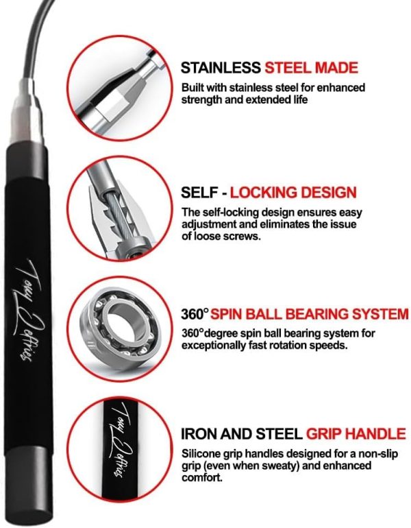 Tony Jeffries 2.0 Speed Jump Rope of 360 degree Spin Ball Be...