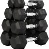 Premium Rubber Coated Hex Dumbbell Weight Set, Multiple Pack...
