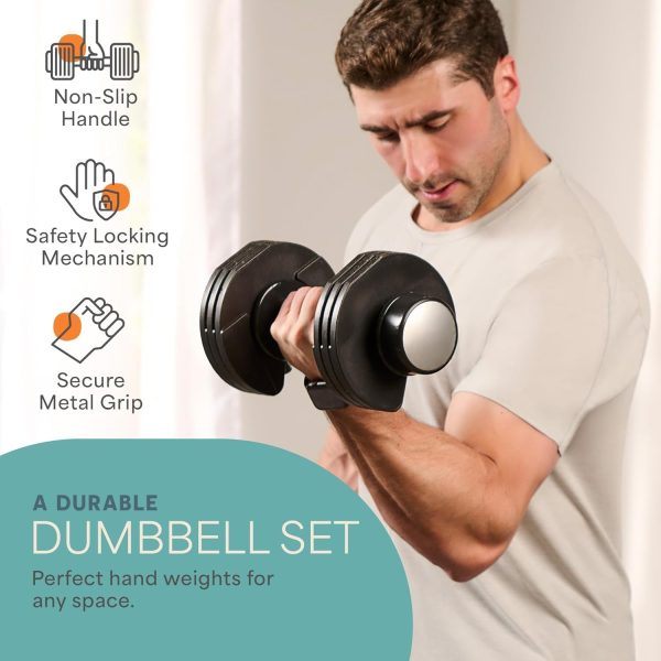 Lifepro Adjustable Dumbbells Set/Single - 15lb 43lb 55lb 90l...