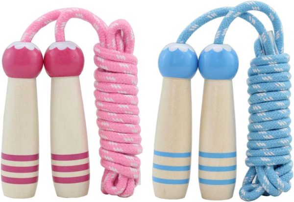 Jump Rope Kids, 7ft Adjustable Cotton Skipping Rope with Woo...