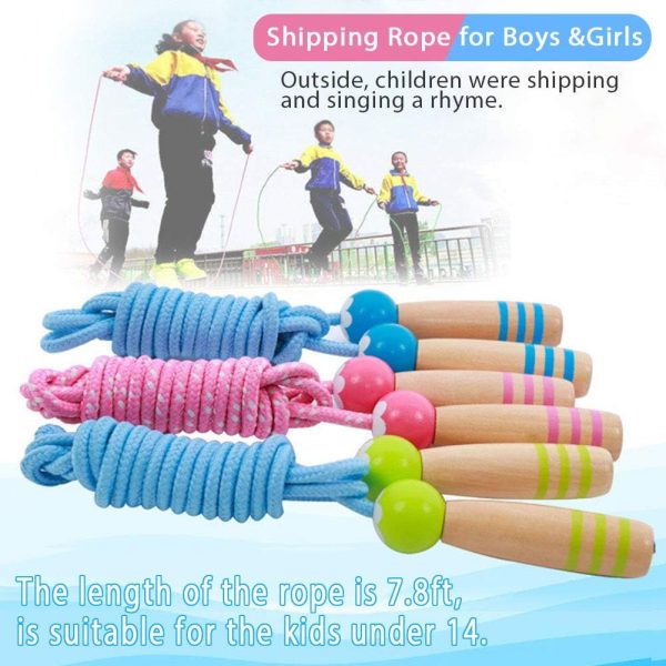 Jump Rope Kids, 7ft Adjustable Cotton Skipping Rope with Woo...