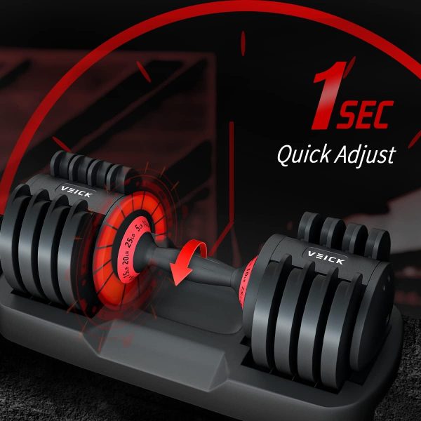 VEICK 25 lbs Pair Adjustable Dumbbell, Fast Adjust Weight Du...