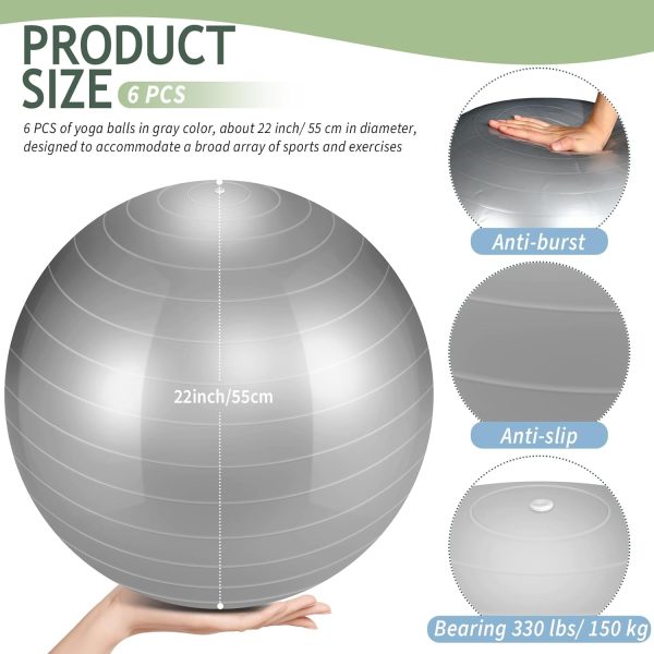 Hungdao 6 Pcs Exercise Ball Bulk Inflatable Pregnancy Ball 2...