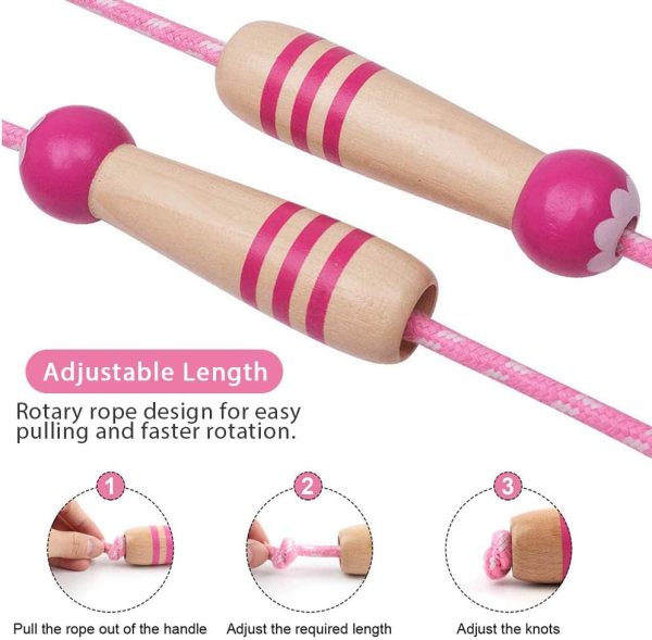 Jump Rope Kids, 7ft Adjustable Cotton Skipping Rope with Woo...