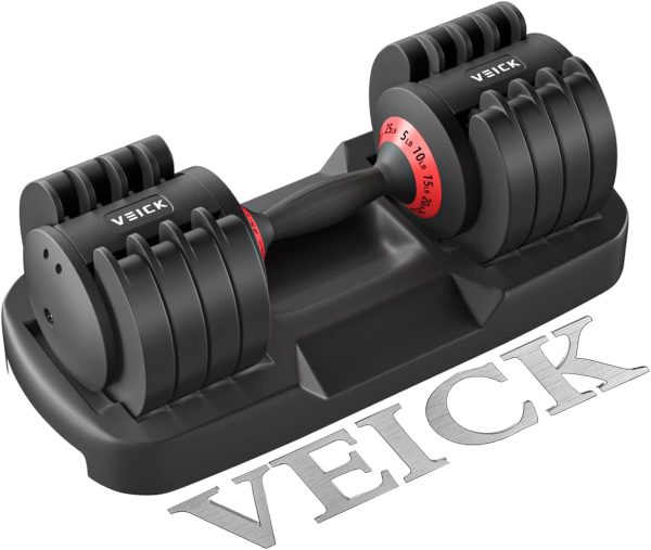 VEICK 25 lbs Pair Adjustable Dumbbell, Fast Adjust Weight Du...