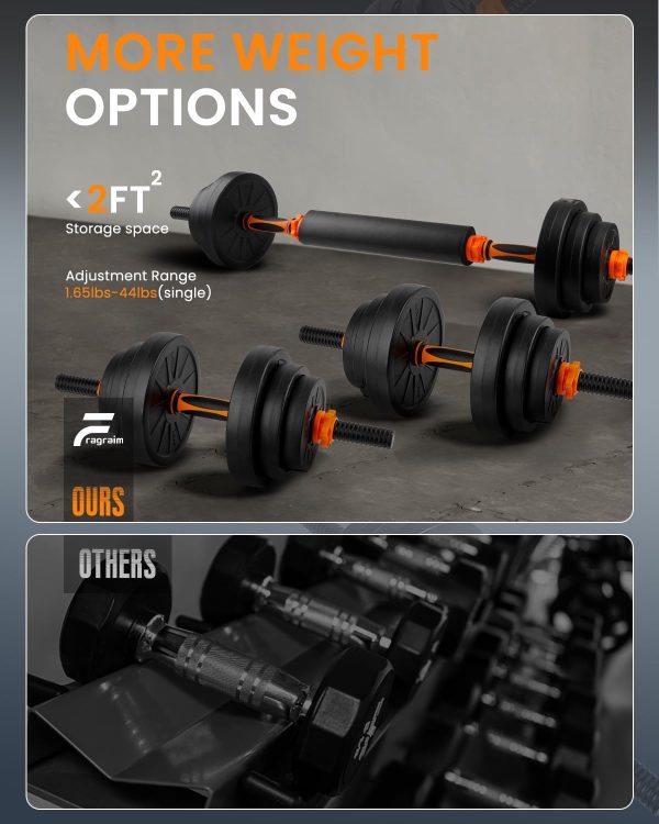 Adjustable Weights Dumbbells Set, 22/33/44/55/66/88lbs Free ...