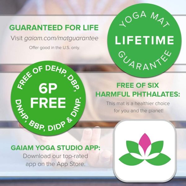 Gaiam Yoga Mat - Premium 5mm Print Thick Non Slip Exercise &...