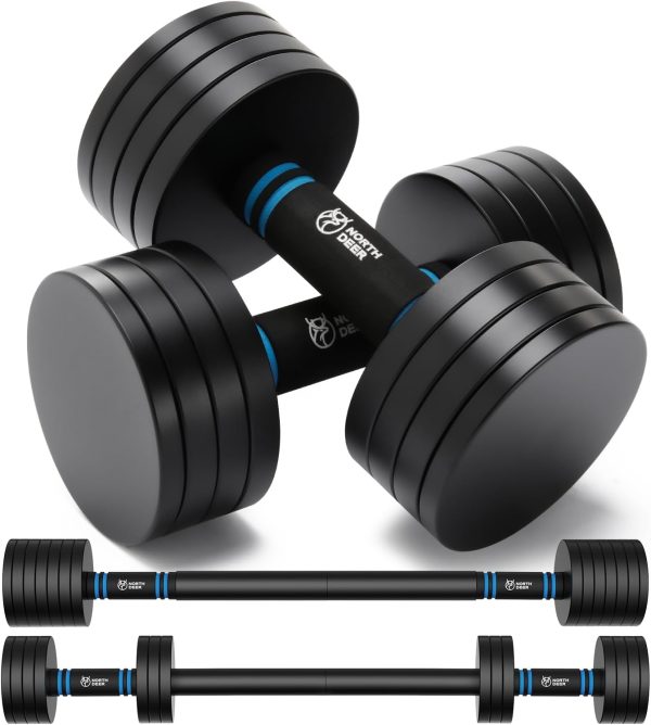 Northdeer V2.0 Upgraded Adjustable Steel Dumbbells 40LB / 60...