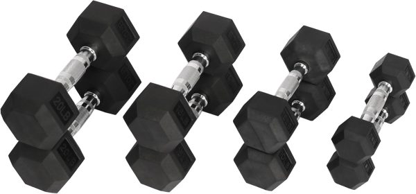 Premium Rubber Coated Hex Dumbbell Weight Set, Multiple Pack...