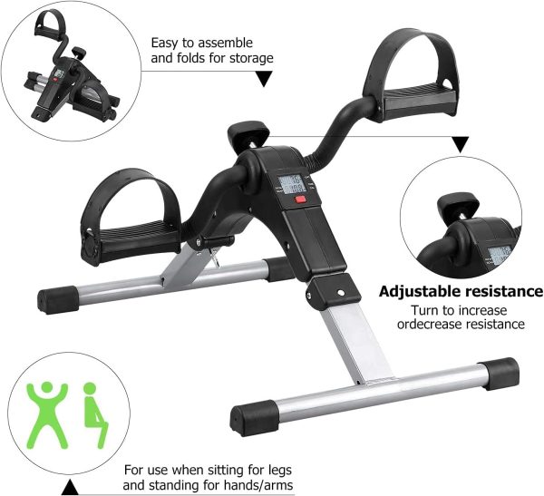Folding Pedal Exerciser, Mini Exercise Bike Under Desk Bike ...