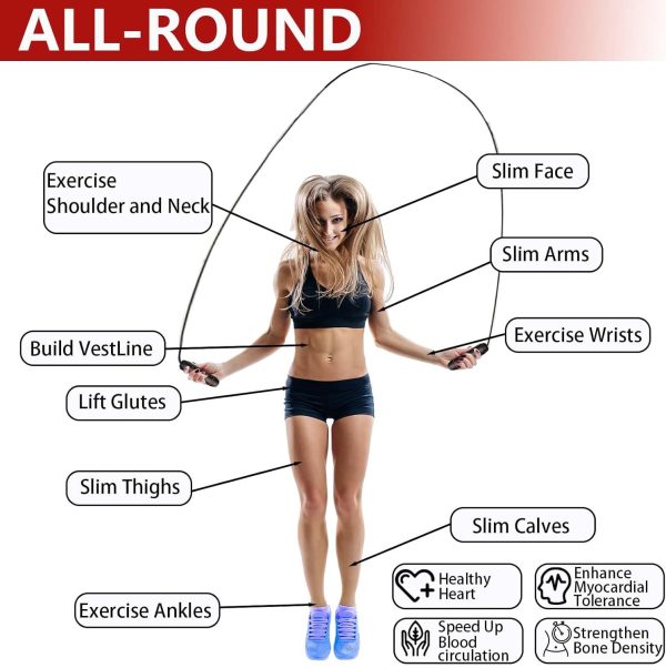Adjustable Weighted Jump Rope, 9ft Long Tangle-Free Rapid Sp...