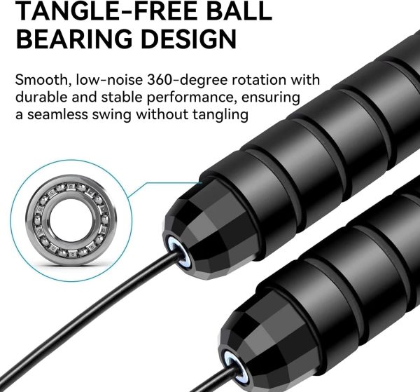 High-Speed Jump Rope with Ball Bearings, Adjustable Weighted...