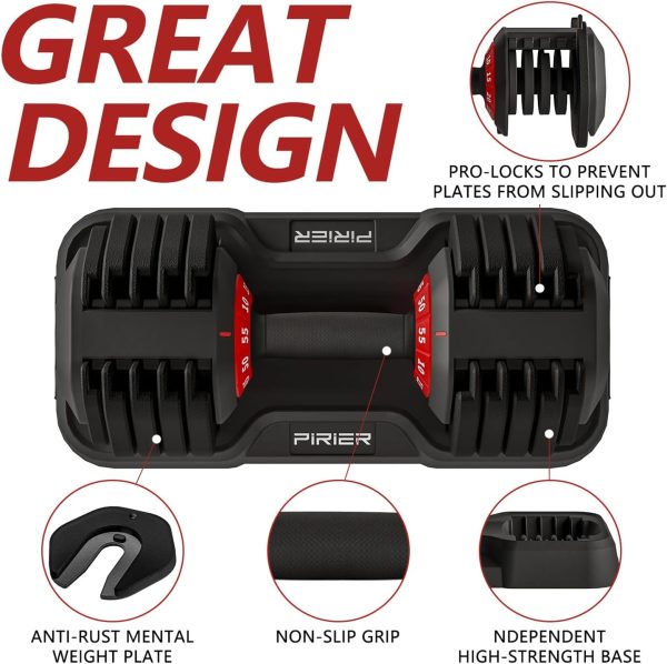 Adjustable Dumbbell 55LB Single Dumbbell Weight, 10-in-1 Wei...