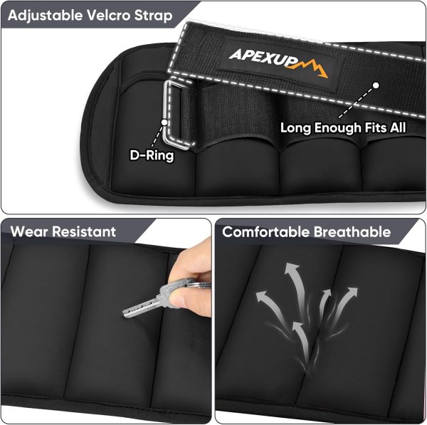 APEXUP 10lbs/Pair Adjustable Ankle Weights for Women and Men...