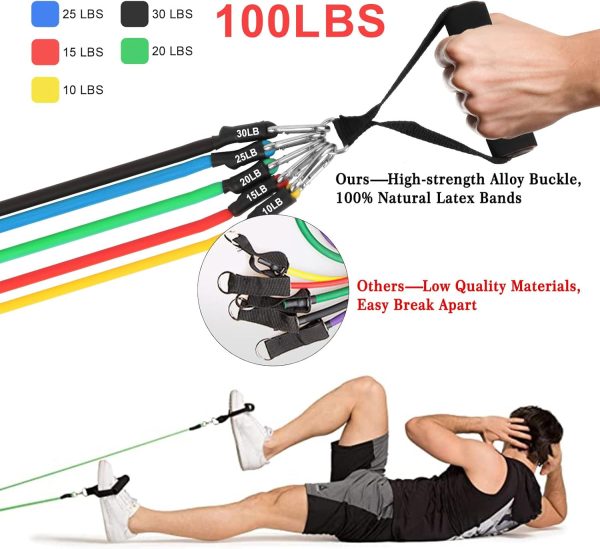 Resistance Bands Set (12pcs), Workout Bands with Handles, Do...