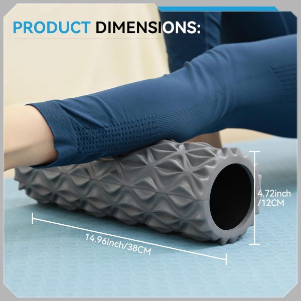 Foam Roller, 15inch Deep Tissue Massager for Muscle Massage,...