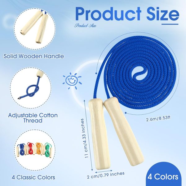 30 Pack Jumping Rope Bulk with Wooden Handles 8.53 Ft Adjust...