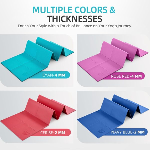Foldable Yoga Mat for Home Workout & Travel, 4mm/2mm Thick T...