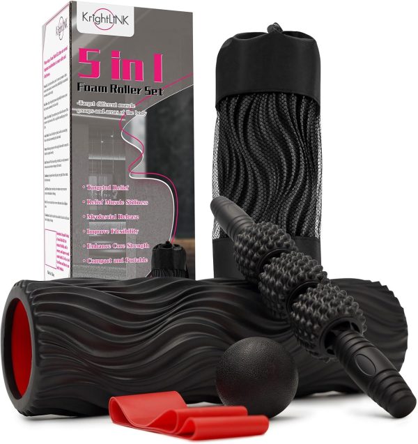 5 in 1 Foam Roller Set Muscle Massage Foam Ripple Roller for...