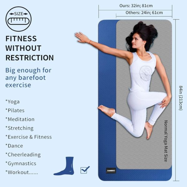 CAMBIVO Extra Wide Yoga Mat for Women and Men (72"/84"x 32"x...