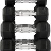 Premium Rubber Coated Hex Dumbbell Weight Set, Multiple Pack...