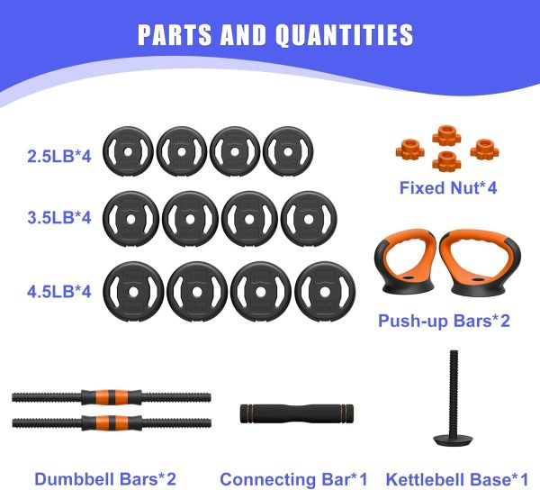 Adjustable Dumbbells 45lbs Free Weight Dumbbell Set with Con...