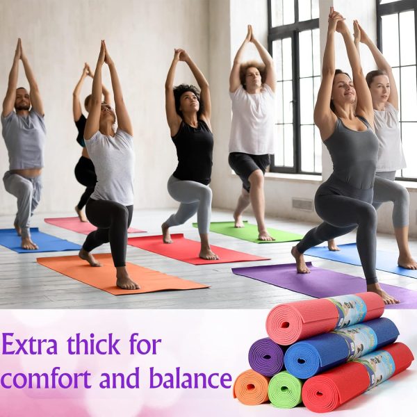 12 Pieces Yoga Mats Bulk 68 x 24 x 0.12 Inch Exercise Mats N...