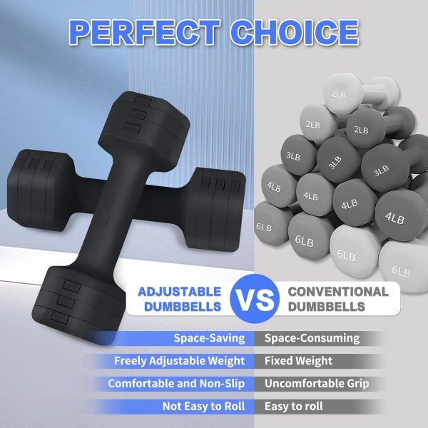 Adjustable Dumbbells Set- 2 lb 3lb 4lb 5lb Free Weights Set ...