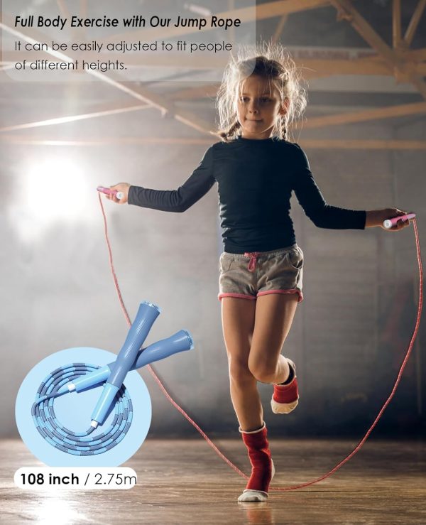 2 Pack Jump Rope for Kids, Upgraded Soft Beaded Jump Rope fo...