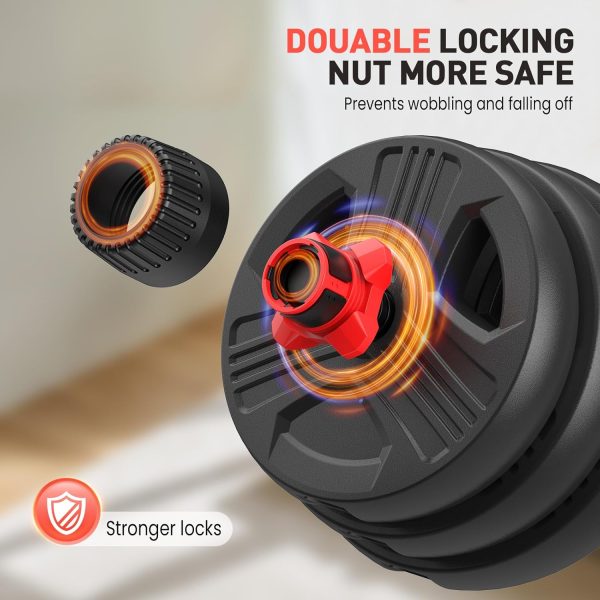 Adjustable Dumbbells Sets, 20/30/40/55/60/70/80/90lbs Free W...