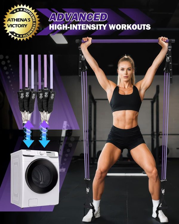 Upgraded Pilates Bar Kit with Resistance Bands Natural Latex...