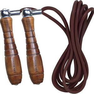 Leather Jump Rope with Wooden Weighted Handles - Workout Fit...