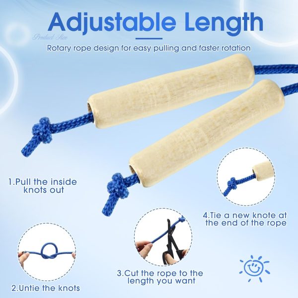 30 Pack Jumping Rope Bulk with Wooden Handles 8.53 Ft Adjust...