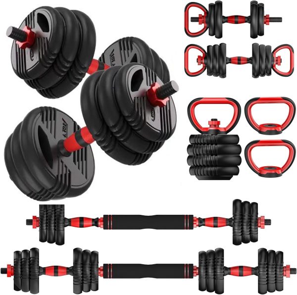 Adjustable Dumbbell Set, 22LB/44LB/66/88LB Weights, 4-in-1 D...