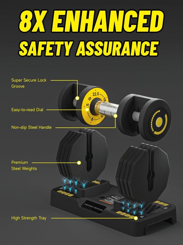 Adjustable Dumbbells Set 12.5LB/22.5LB Pair, 1-Sec Fast Adju...