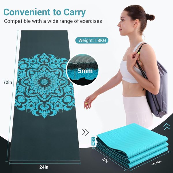 Avoalre Foldable Travel Yoga Mat Print | 5mm &6mm Thick Larg...