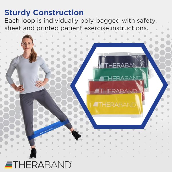 THERABAND Resistance Band Loop Set, Pack of 4, 12 Inch Band ...