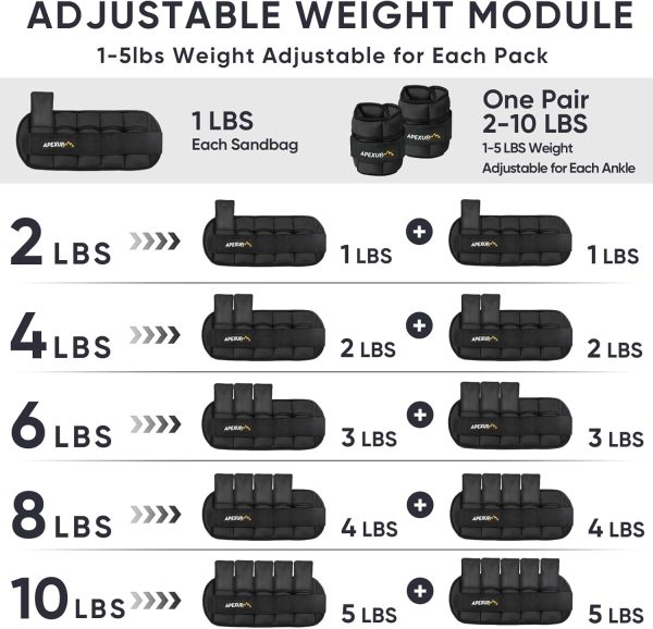 APEXUP 10lbs/Pair Adjustable Ankle Weights for Women and Men...