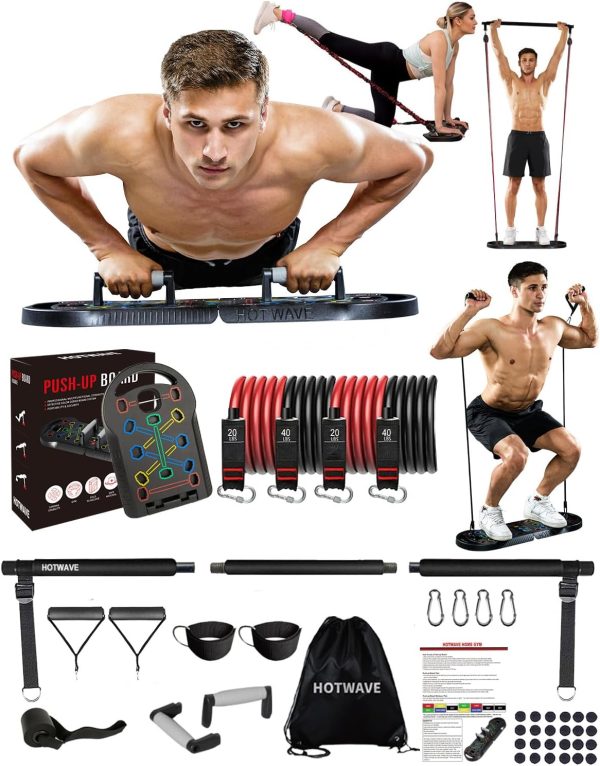 HOTWAVE Push Up Board Fitness, Portable Foldable 20 in 1 Pus...
