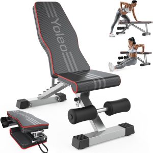 Yoleo Adjustable Weight Bench for Full Body Workout; Foldabl...
