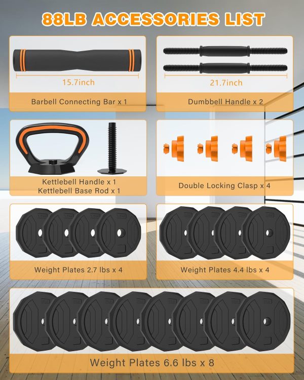 HTK Adjustable Weight Dumbbell Set - 4 in 1 Free Weight Set ...