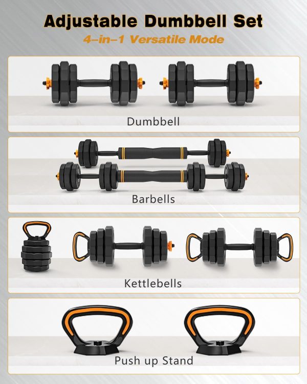 HTK Adjustable Weight Dumbbell Set - 4 in 1 Free Weight Set ...