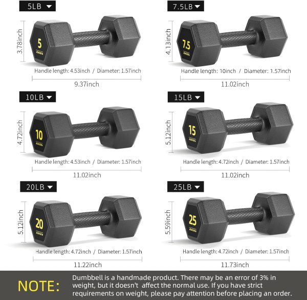 Hex Dumbbells PVC Encase Coating Free Weight Dumbbell Set fo...