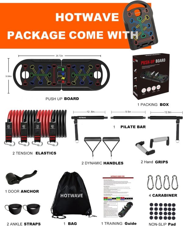HOTWAVE Push Up Board Fitness, Portable Foldable 20 in 1 Pus...