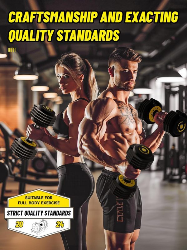 Adjustable Dumbbells Set 12.5LB/22.5LB Pair, 1-Sec Fast Adju...