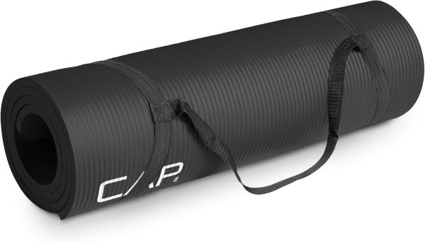 CAP Barbell 1/2-Inch High Density Exercise Yoga Mat with Str...
