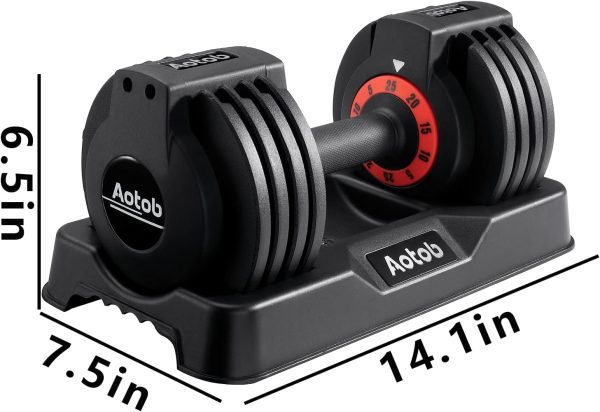 AOTOB 25/55 lbs (Pair) Adjustable Dumbbell Set, Dumbbells Ad...