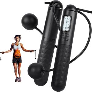 Skipping Rope with Counter, Cordless Jump Rope, Smart Weight...