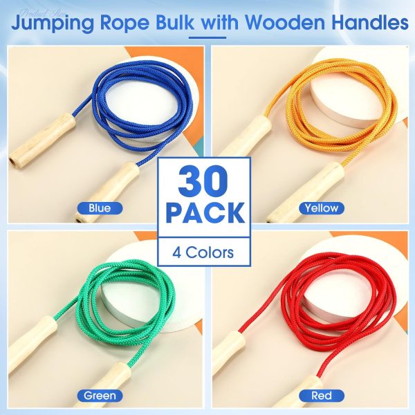 30 Pack Jumping Rope Bulk with Wooden Handles 8.53 Ft Adjust...